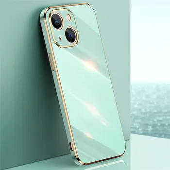 Мягкий чехол с 6D покрытием для iPhone 11, 12, 13, 14, 15 Pro Max 6, 7, 8 Plus, силиконовый противоударный квадратный блестящий блестящий гальванический чехол For iPhone 11