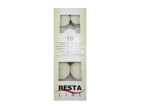 свечи чайные RESTA LINE 10шт 2,7х1,3см белый без аромата 4ч/г