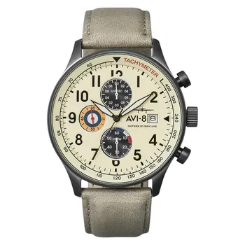 AVI-8 Hawker Hurricane Classic хронограф кремово-бежевый циферблат кварцевые AV-4011-0C Мужские часы кремовый