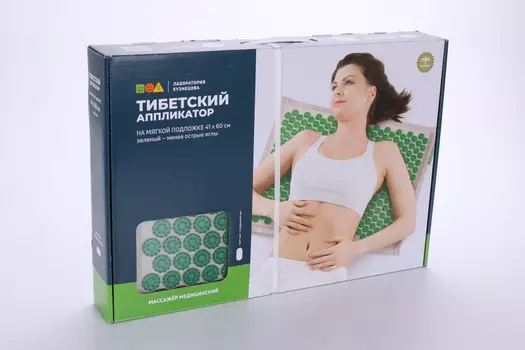 Массажер Лаборатория Кузнецова мед тибет аппликатор на мягкой подложке 41х60 см зеленый