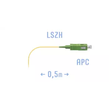 Пигтейл, SC/APC/APC, 50см, зеленый/желтый (SC/APC SM 0,5 m)