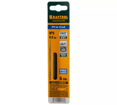 Пильное полотно Kraftool Pro Cut с двойным зубом, №5 L13 см x 8.5 см, быстрый рез, по дереву, 6 шт. (15340-05)