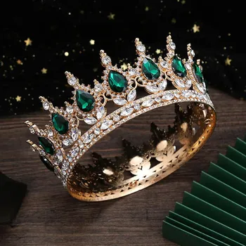 Круглая корона в стиле барокко, головной убор из сплава, корона на день рождения, церемония для взрослых 18 лет, корона королевы
