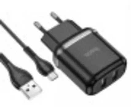 Сетевое зарядное устройство Hoco N4m Black + кабель MICRO USB (6931474731036)