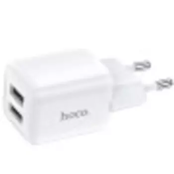 Сетевое зарядное устройство Hoco N8 2USB 2.4A белый (6931474742001)