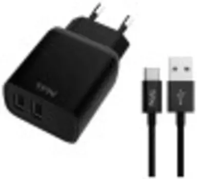 Сетевое зарядное устройство TFN RAPID 2.4A+TypeC black (TFN-WCRPD12W2U03)