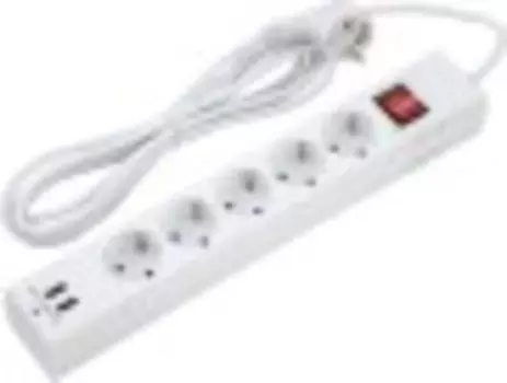Сетевой фильтр DUWI 32592 5 (5гн. 3м 2USB) белый