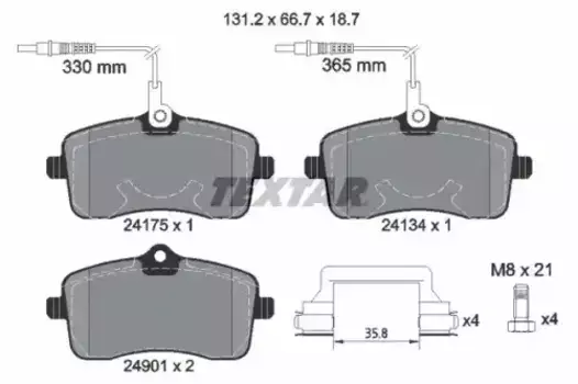 Тормозные колодки дисковые передняя ось TEXTAR 2417501