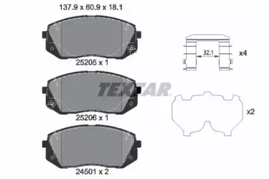 Тормозные колодки дисковые передняя ось TEXTAR 2520504