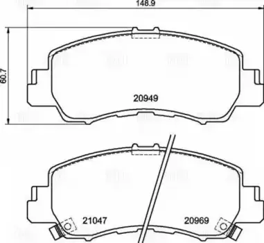 Тормозные колодки дисковые передняя ось TRIALLI PF 1108