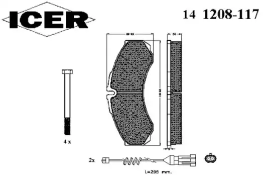 Тормозные колодки дисковые передняя ось задняя ось ICER 141208-117