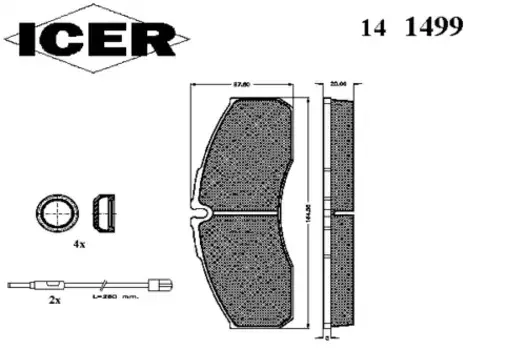 Тормозные колодки дисковые передняя ось задняя ось ICER 141499