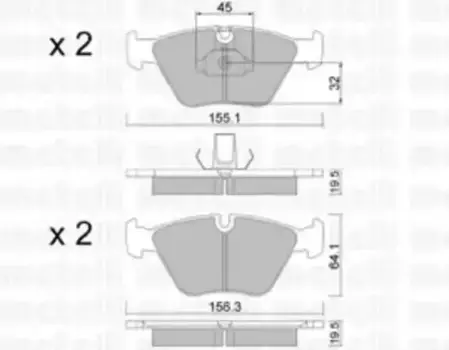 Тормозные колодки дисковые передняя ось METELLI 22-0207-3