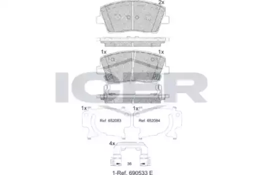 Тормозные колодки дисковые передняя ось ICER 182368