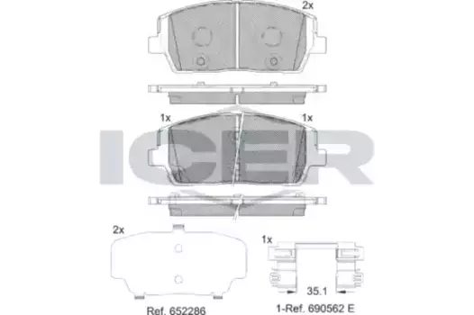 Тормозные колодки дисковые передняя ось ICER 182378