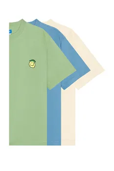 Футболка с рисунком улыбающихся фруктов, basil, butter cream & sky blue