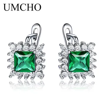 Gica Gem из стерлингового серебра 925 пробы, зеленые квадратные винтажные серьги-гвоздики для женщин, тонкий темперамент, высококачественные ювелирные изделия, подарок на День матери 925 Silver белый/синий