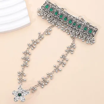 Браслет с маленьким цветком в этническом стиле в стиле ретро, круглое кольцо с жемчугом и бахромой, браслет с бриллиантами.