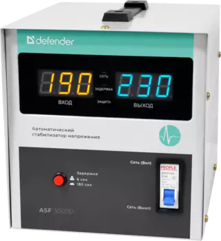 Стабилизатор напряжения Defender ASF 3000D, 3000 VA, 1.8 кВт, клеммная колодка, белый (99038)