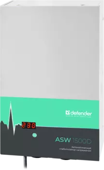 Стабилизатор напряжения Defender ASW 1500D, 1500 VA, 900 Вт, EURO, белый (99046)