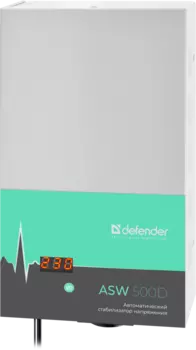 Стабилизатор напряжения Defender ASW 500D, 500 VA, 300 Вт, EURO, белый (99044)