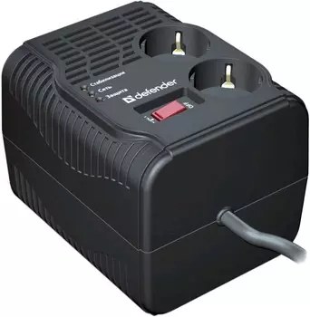 Стабилизатор напряжения Defender AVR Typhoon 1000, 1000 VA, 320 Вт, черный