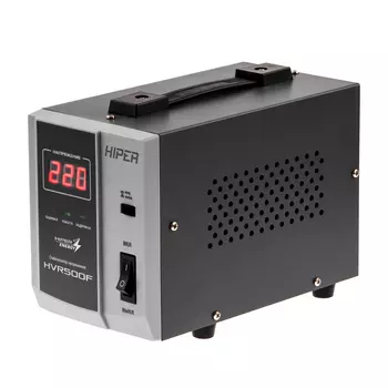 Стабилизатор напряжения Hiper HVR500F, 500VA, 400Вт, EURO, черный/серый