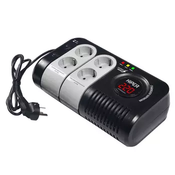 Стабилизатор напряжения Hiper HVR500U, 500VA, 300Вт, EURO, черный/серый