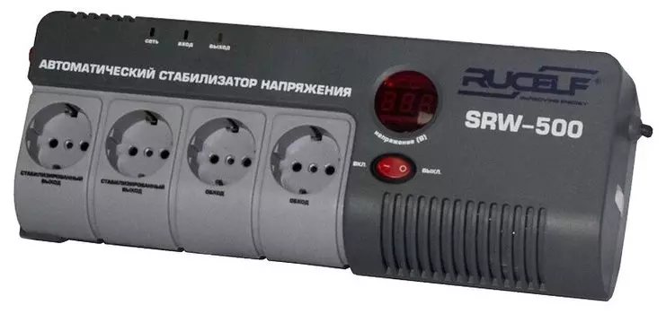 Стабилизатор напряжения Rucelf SRW-500-D, 500 VA, 450 Вт, EURO, серый