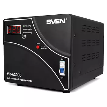 Стабилизатор напряжения Sven VR-A3000, 3000VA, 1800W, Клеммная колодка, черный