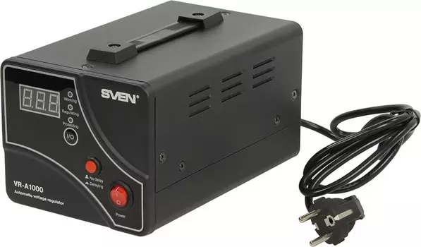 Стабилизатор напряжения Sven VR-A 1000, 1000VA, 600W, EURO, черный