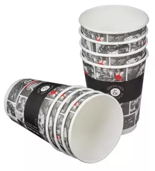 Стакан Huhtamaki Cafe Noir, 300мл, 9см, бумага двухслойная, 25шт., печать (рисунок) (77121200-2356)