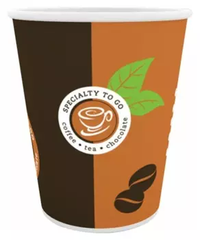 Стакан Huhtamaki Coffee-to-go -0862, 300мл, 9см, ламинированный картон, 50шт., печать (рисунок) (77111200-0862)