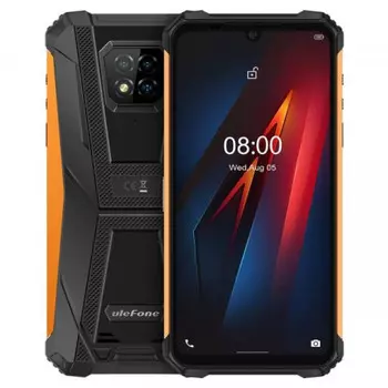 Смартфон Ulefone Armor 8, 6.1" 720x1560 IPS, MediaTek Helio P60, 4Gb RAM, 64Gb, 3G/4G, NFC, Wi-Fi, BT, 3xCam, 2-Sim, 5580 мАч, USB Type-C, Android 10, черный/оранжевый (ULF-ARX8-OR)