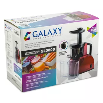 Соковыжималка шнековая вертикальная Galaxy GL0800 200Вт, красный (гл0800)