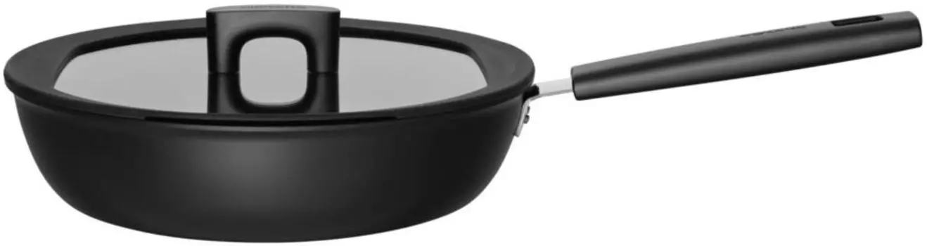 Сотейник Fiskars 1052232 Hard Face 28см, алюминий, антипригарное покрытие, черный с крышкой