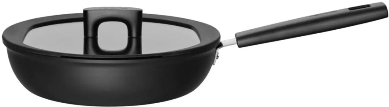 Сотейник Fiskars 1052238 Hard Face Optiheat 26см, алюминий, антипригарное покрытие, черный с крышкой