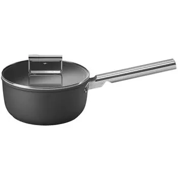 Сотейник SMEG CKFS2011BLM 20см, алюминий, антипригарное покрытие, черно-серый с крышкой