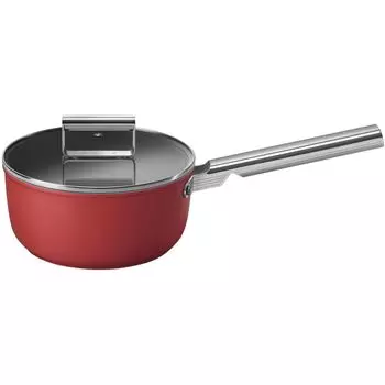 Сотейник SMEG CKFS2011RDM 20см, алюминий, антипригарное покрытие, красный с крышкой