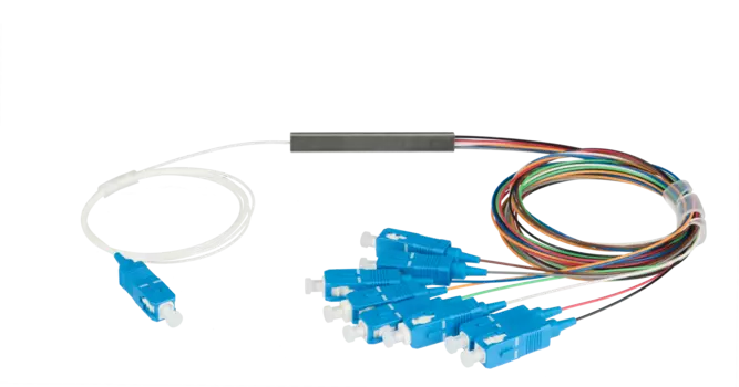 Сплиттер планарный NIKOMAX NMF-SPP1X8A1-SCU-M, портов: 8, одномодовый 9/125мкм, стандарта G657.A1, SC/UPC, миникорпус, с равным коэффициентом деления, 0.9 мм, металл, серый (NMF-SPP1X8A1-SCU-M)