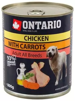 Ontario Chicken Carrots Salmon Oil / Консервы Онтарио для собак Курица и морковь (цена за упаковку)