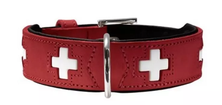 Hunter Swiss / Ошейник Хантер для собак кожа Красно-черный
