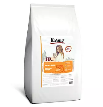 Karmy Hair &amp; Skin / Сухой корм Карми для кошек Здоровье Кожи и Шерсти Лосось