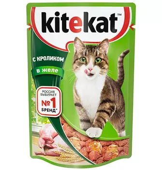 Kitekat / Паучи Китикет для кошек Кролик в желе (цена за упаковку)