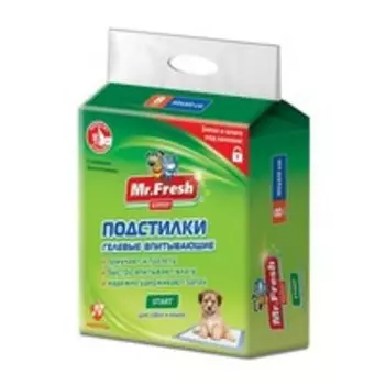 Mr.Fresh Expert Start / Подстилки Мистер Фреш Ежедневные для Приучения к месту Гелевые с Липкими фиксаторами