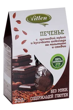 Печенье Vitlen с гречневой мукой и шоколадом, 200 г