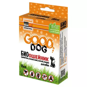Биоошейник Good Dog антипаразитарный для собак от блох и клещей черный 65см