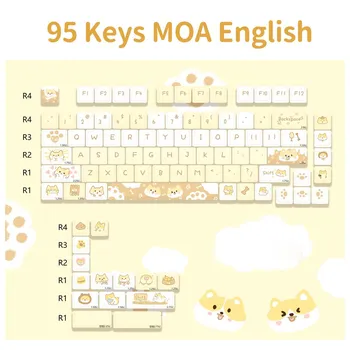 95-клавишные клавиши MOA Outline PBT с рисунком «Десертный кот», милые и забавные клавиши для механической игровой клавиатуры
