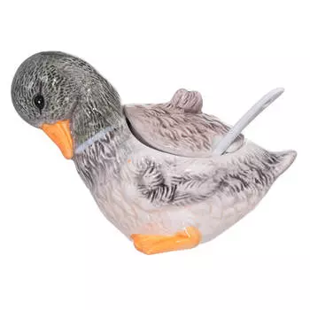 Сахарница, 10 см, 220 мл, с ложкой, керамика, Утка, Duck