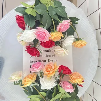 Искусственные розы MHONTILY, 12 шт., латекс, белые, красные, фиолетовые, розовые